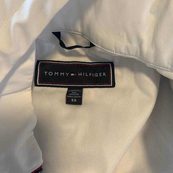 New Tommy Hilfiger Women's White Red Blue Hooded Rain Windbreaker Jacket  XL - Picture 10 of 14